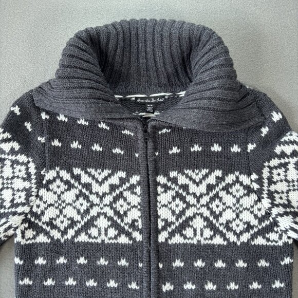Alexandra Bartlett Womens M Full Zip Cardigan Sweater Nordic Fair Isle Cozy Knit - Picture 2 of 12